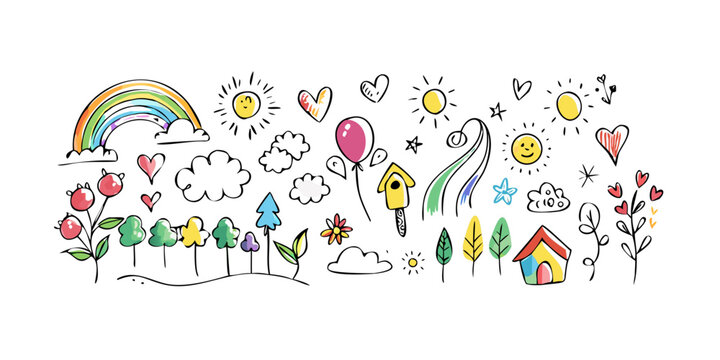 A vibrant and diverse collection of colorful icons and symbols representing various objects and concepts Vector