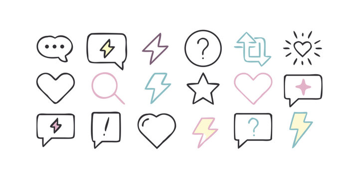 A collection of various icons representing different emotions and actions Vector