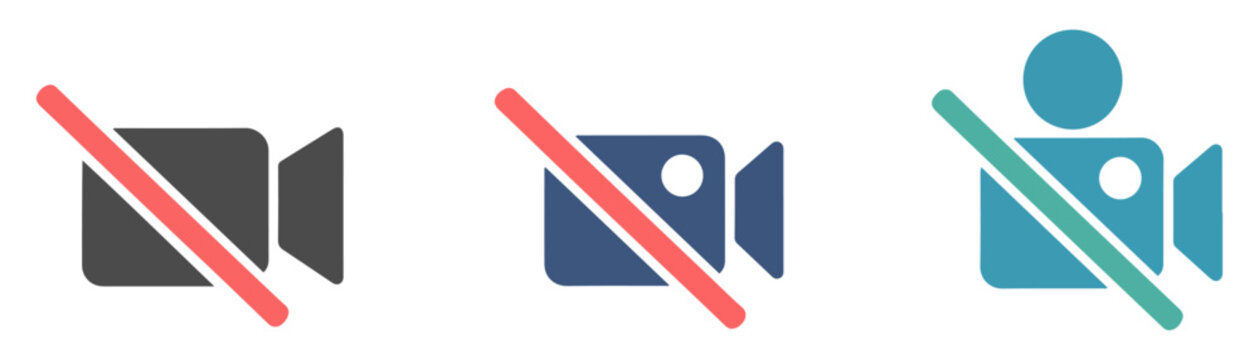 no video camera vector icons set