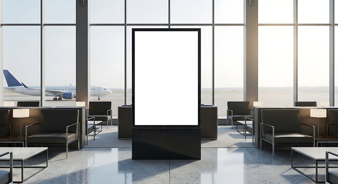 Luxury Airport Lounge Vertical Digital Signage Mockup
