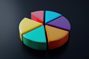 Obraz premium Colorful 3d pie diagram illustrating data management and detailed financial statistics