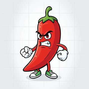 Chilli Cartoon Mascot Character Vector Template 