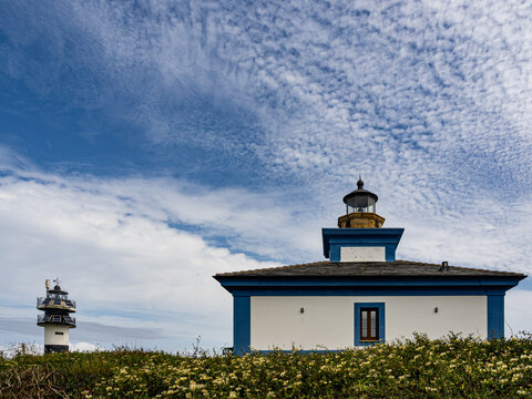 Pancha Island Lighthouse in Ribadeo, Lugo, Galicia, Spain.