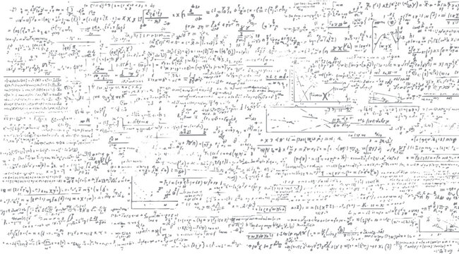 Handwritten mathematical equations and formulas on a white background with a faint grey tone mathematics