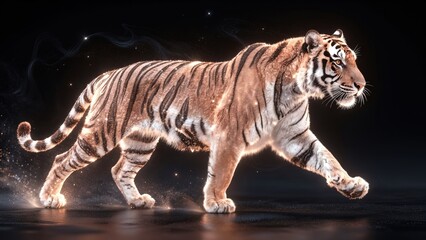 Fototapeta premium Stunning Realistic Tiger Illustration with Glowing Effects