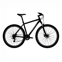Fototapeta premium Black Mountain Bicycle with Knobby Tires and Suspension Fork on a White Background
