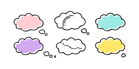 A collection of colorful thought bubbles floating in a white background. Vector