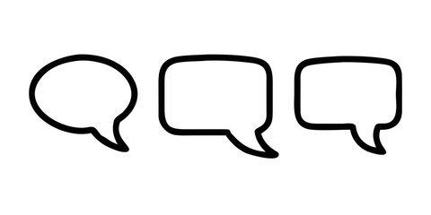Three speech bubbles with different shapes and sizes aligned horizontally Vector