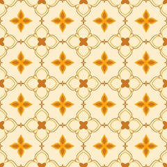 The background features a beautiful golden yellow geometric pattern.