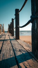 Fototapeta premium Wooden Pier Leading to Beach Horizon View
