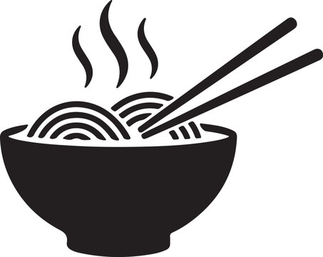 Ramen Bowl Vector Icon Traditional Asian Noodle Soup with Chopsticks Illustration