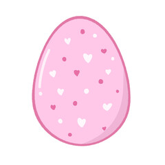 Naklejka premium Cute hand drawn Easter egg clipart.Adorable pink Easter egg with hearts and dots.Spring decoration icon symbol isolated on transparent background.