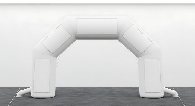 White inflatable archway structure for events and promotions.