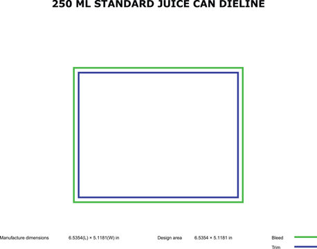 A technical diagram of a standard 250ml juice can dieline template