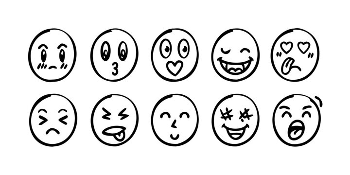 A collection of diverse emojis expressing various emotions and reactions. Vector