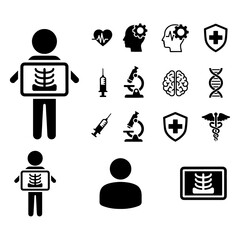 Medical X-Ray Machine and Hospital Equipment Silhouette Vector Pack