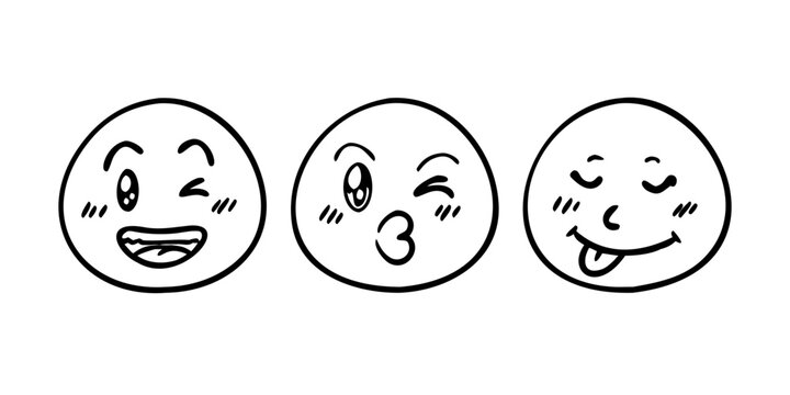 Three expressive faces with unique facial expressions and numbers Vector