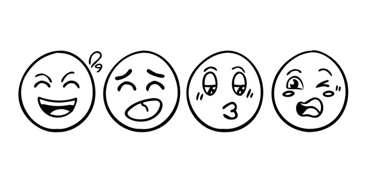 Four expressive faces showing different emotions and reactions Vector