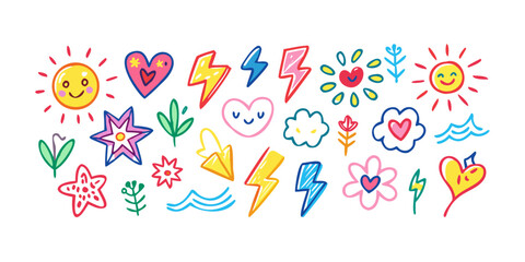 A vibrant and diverse collection of colorful icons representing various themes and concepts Vector © RABBI