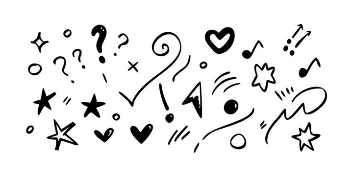 A collection of various symbols and doodles in black and white Vector
