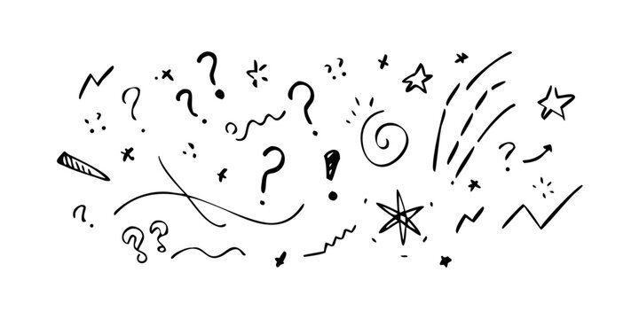 Abstract doodles and question marks on a white background Vector