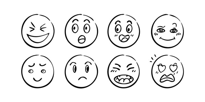 A variety of emoticons expressing different emotions and facial expressions Vector