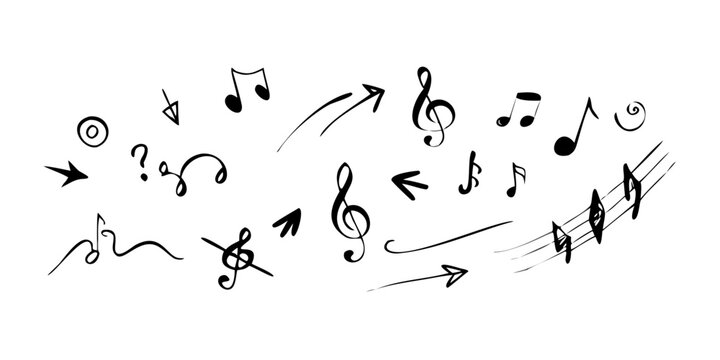 A diverse collection of musical notes and symbols in a playful arrangement Vector