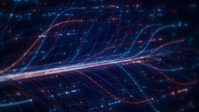 Abstract Neural Network Graph Visualization, AI Machine Learning Data Classification. Connected Nodes and Flow Lines, Big Data Technology Abstract Background for Artificial Intelligence Communication