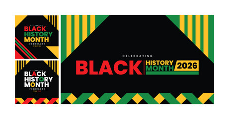 Black History Month Graphics: A vibrant composition of graphics proclaiming Black History Month, a tribute to the achievements and legacy of the black community. The design incorporates bold colors.