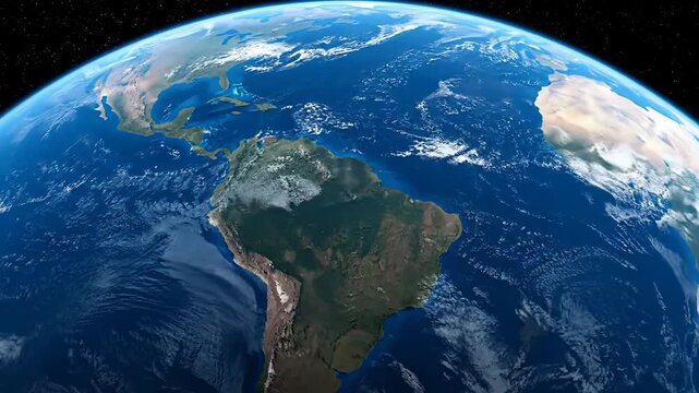 Planet Earth View from Space Focusing on South America Blue Ocean
