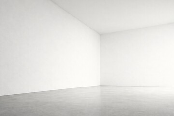 Minimal White Corner Interior Background with Clean Floor and Copy Space