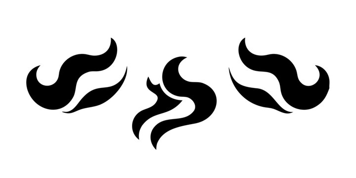 Three stylized black flame icons arranged in a triangular formation on a white background. Vector