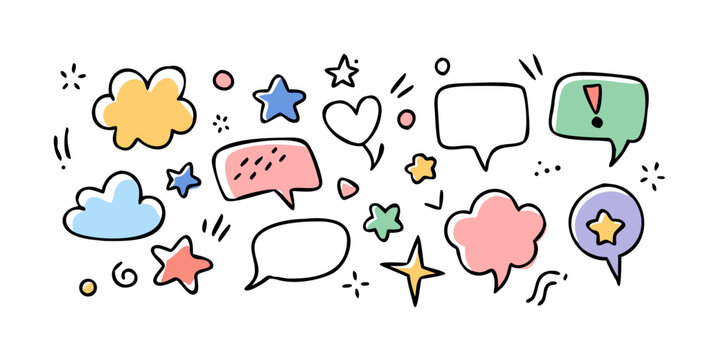 A vibrant collection of diverse speech bubbles and thought clouds in various shapes and colors Vector