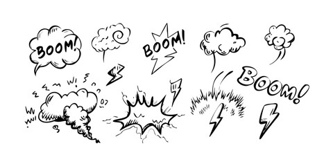 A variety of onomatopoeic sound effect words in a comic book style Vector © RABBY