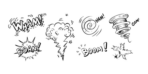 A collection of various comic book sound effect illustrations Vector © RABBY