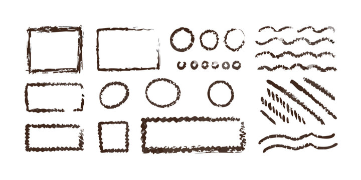 A collection of various shapes and lines in a simple black and white design Vector