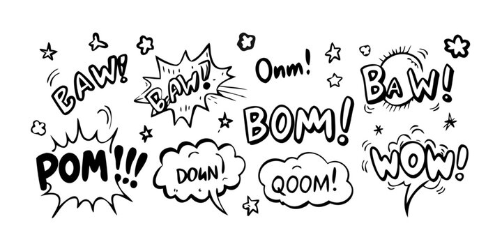 A vibrant and dynamic collection of comic book sound effect words. Vector
