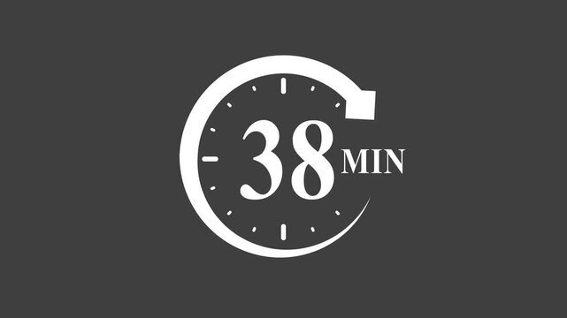 Timer 38 Minutes Countdown Clock White on Dark Background white dark background