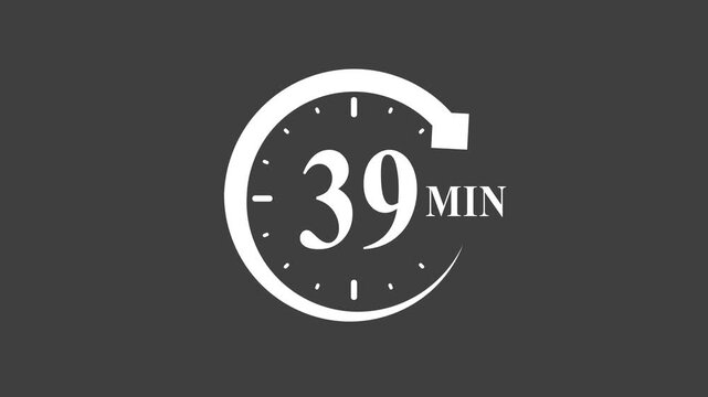Timer 39 minutes clock countdown white animation minimalist white minimalist time