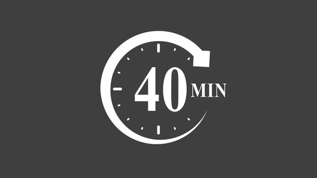 Timer 40 minutes clock symbol white on dark background countdown
