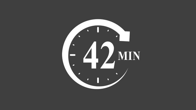 Timer 42 minutes clock symbol white on dark background white dark background