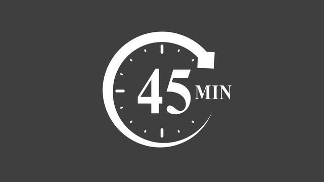 45 minute timer clock symbol white animation minimalist clock timer symbol minimalist time concept countdown clock