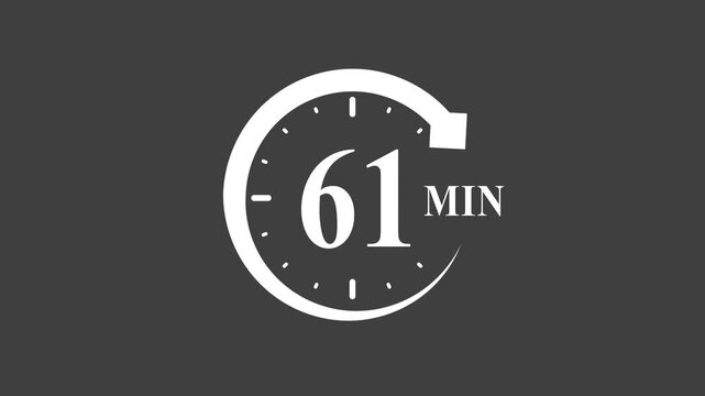 61 minute timer clock white on dark background time concept countdown