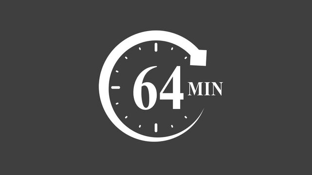 White clock with 64 minutes on dark background timer symbol white dark background