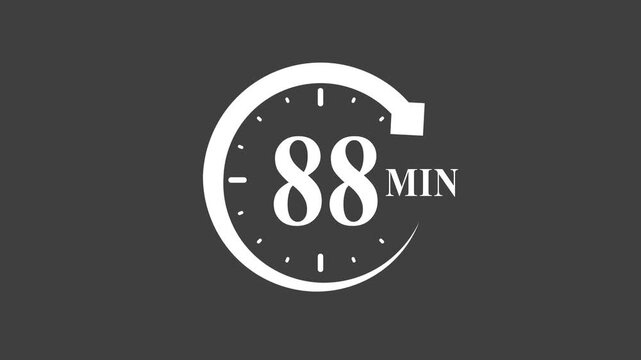 White 88 minute timer clock on dark background for countdown timer applications clock white clock timer symbol