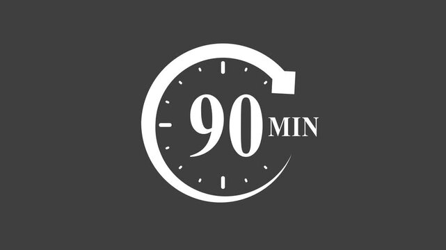 90 minute timer clock symbol white on dark background clock timer symbol time concept countdown clock