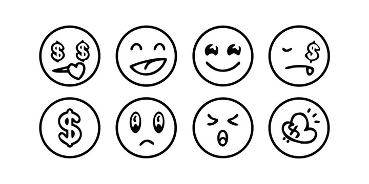 A diverse collection of emojis expressing various emotions and symbols Vector