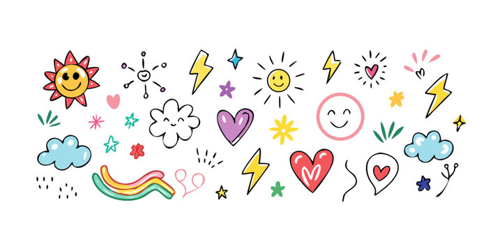 A colorful array of diverse icons representing various themes and symbols Vector