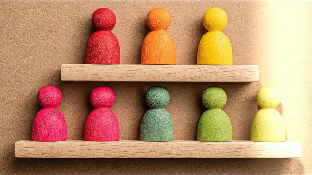 Color Coded Wooden Resource Grid Representing Balanced Team Allocation and Capability Planning.