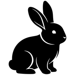 Obraz premium Black Silhouette Rabbit Icon - Simple Minimalist Animal Logo Vector Art